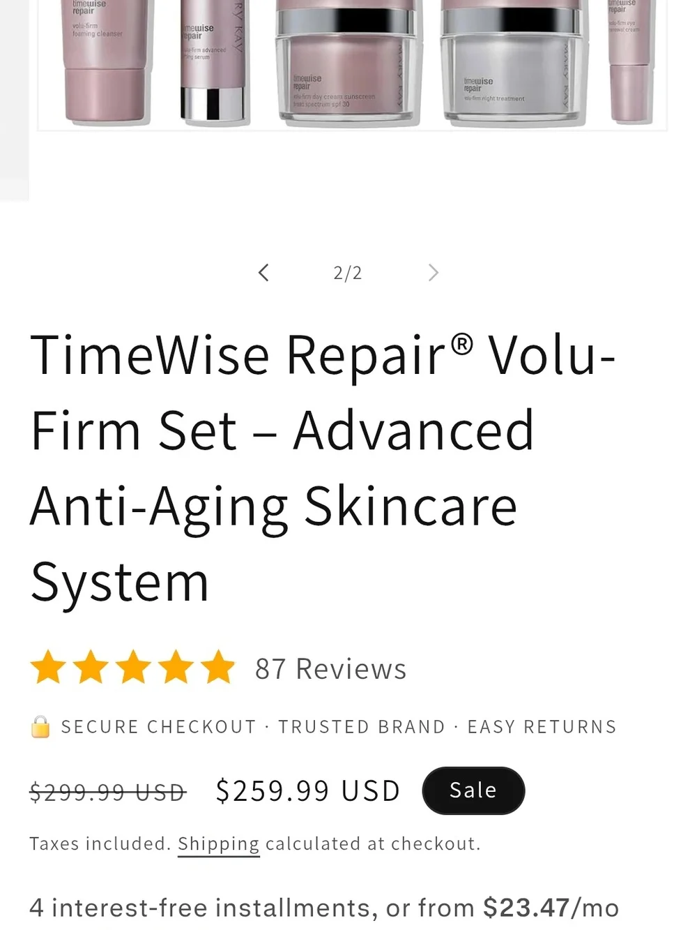 Mary Kay Timewise - Volu-firm Repair 5pcs Kit Brand New!!